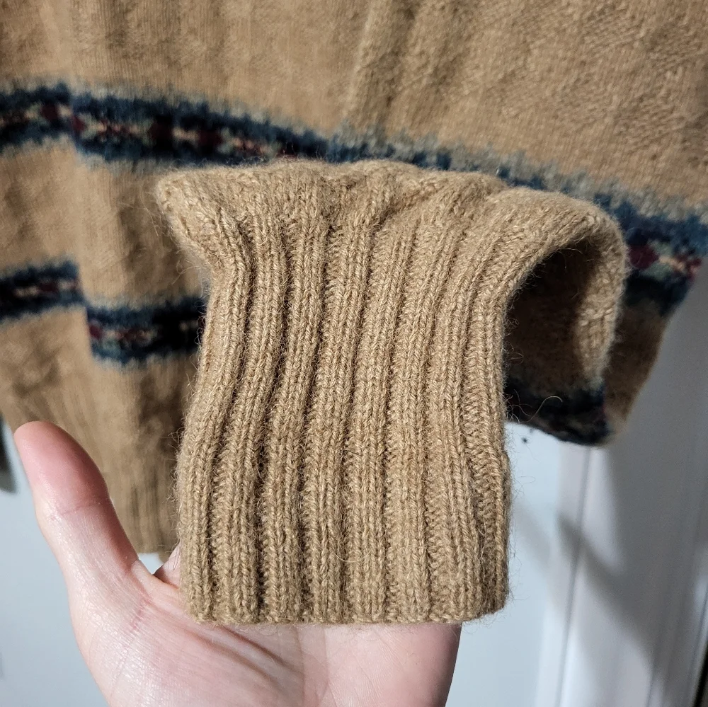 Polo by Ralph Lauren Vintage Hand Knit Camelhair/Wool Tan Sweater Men's Sz Large